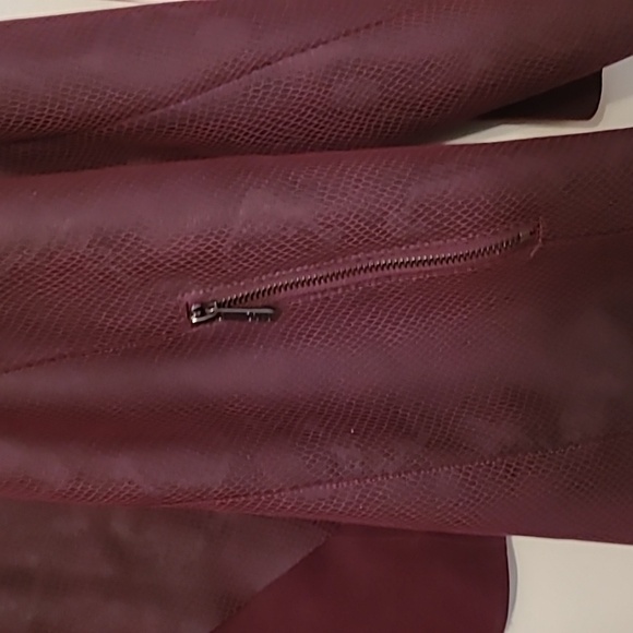 Catherine Malandrino dark burgundy faux leather open jacket Sz 2X - Picture 2 of 10